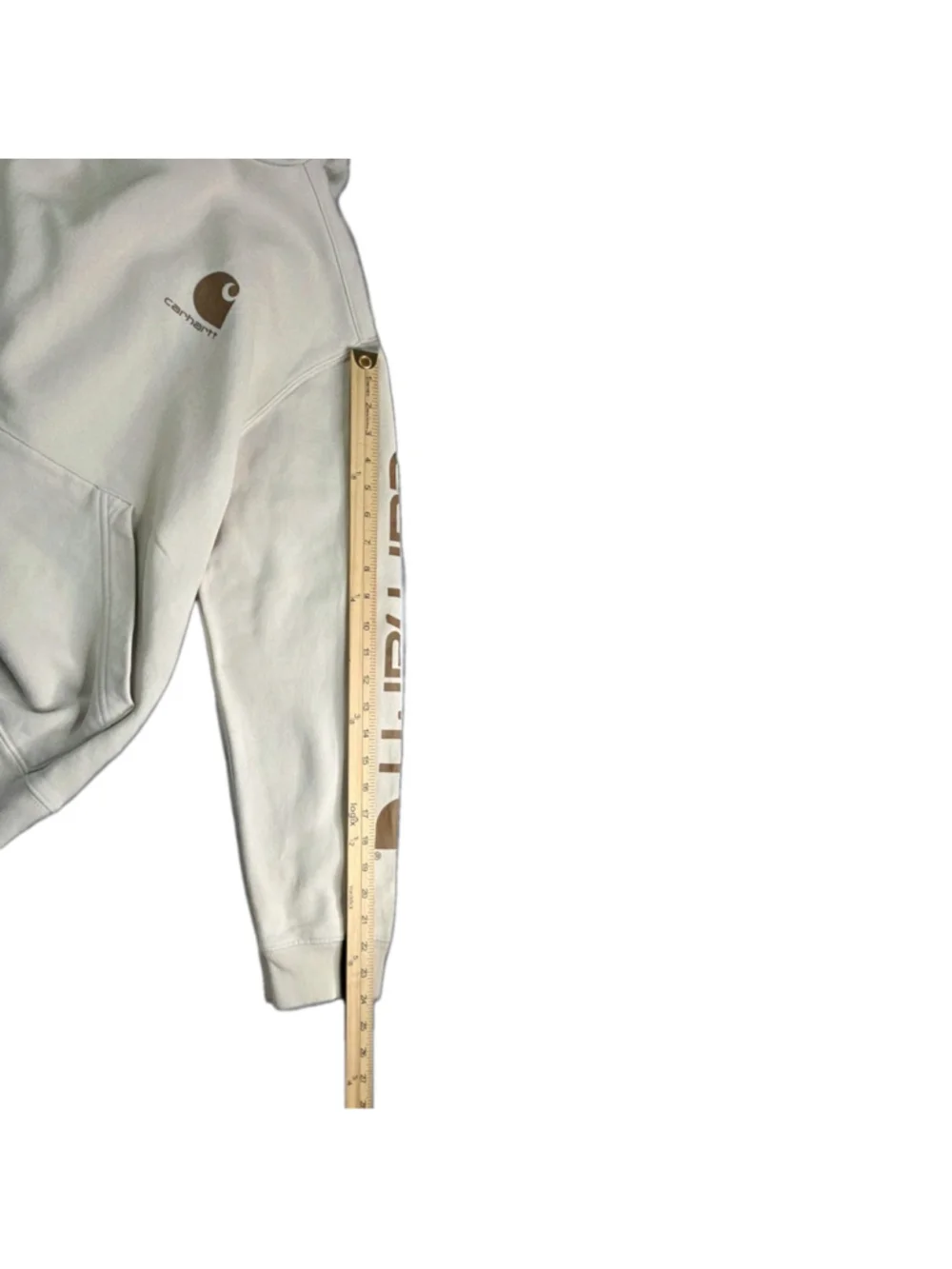 Carhartt Logo Print Pullover Hoodie Off-White Size XL 18-20 Youth